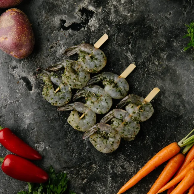 Fresh Garlic Prawn Skewers