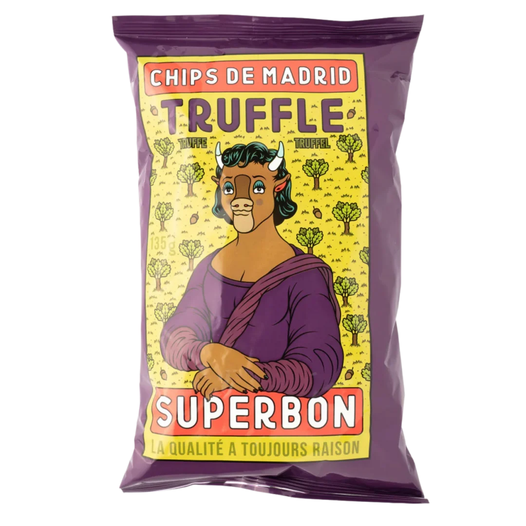 Superbon truffle chips packaging, artistic design