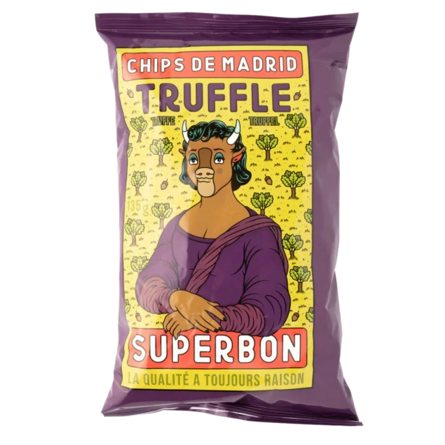 Superbon truffle chips packaging, artistic design